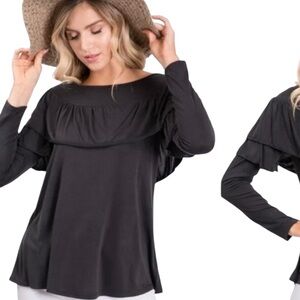 **NWT** Hailey & Co. Reba Long Sleeve Ruffle Top